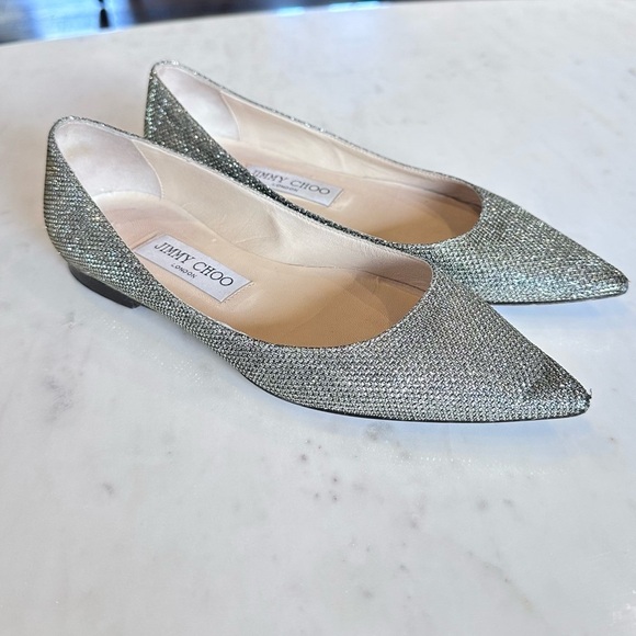 Jimmy Choo Shoes - Jimmy Choo Glittery Sparkle Pointed Toe Flats Women's Size EU 34.5 US Size 4.5
